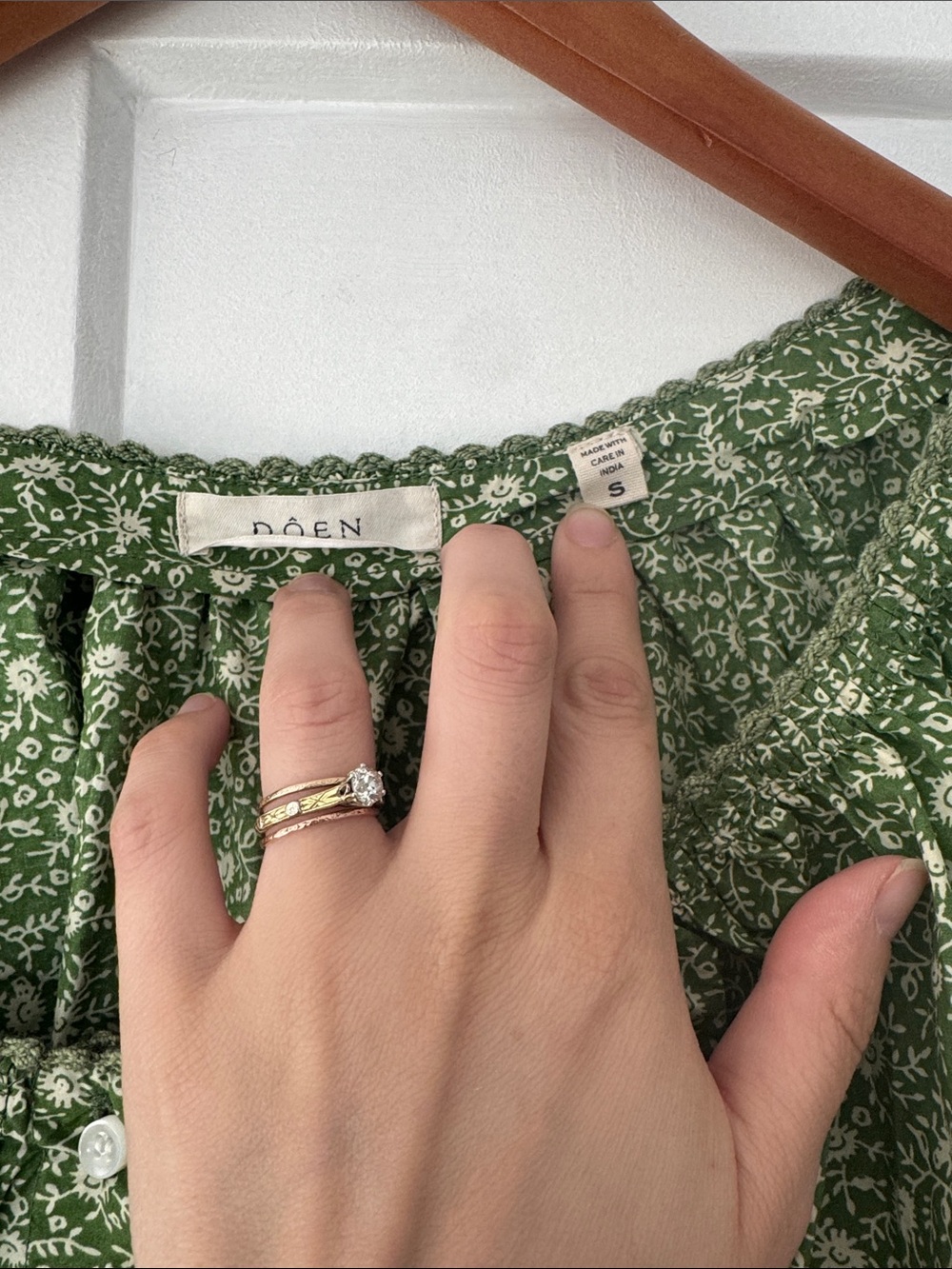 Green Floral Peasant Blouse - Women Tops - Picture 2 of 4